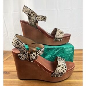 MIA Cheetah Print Calf GAir Platform Wedge Sandals SZ 8M Women's Shoes Strappy